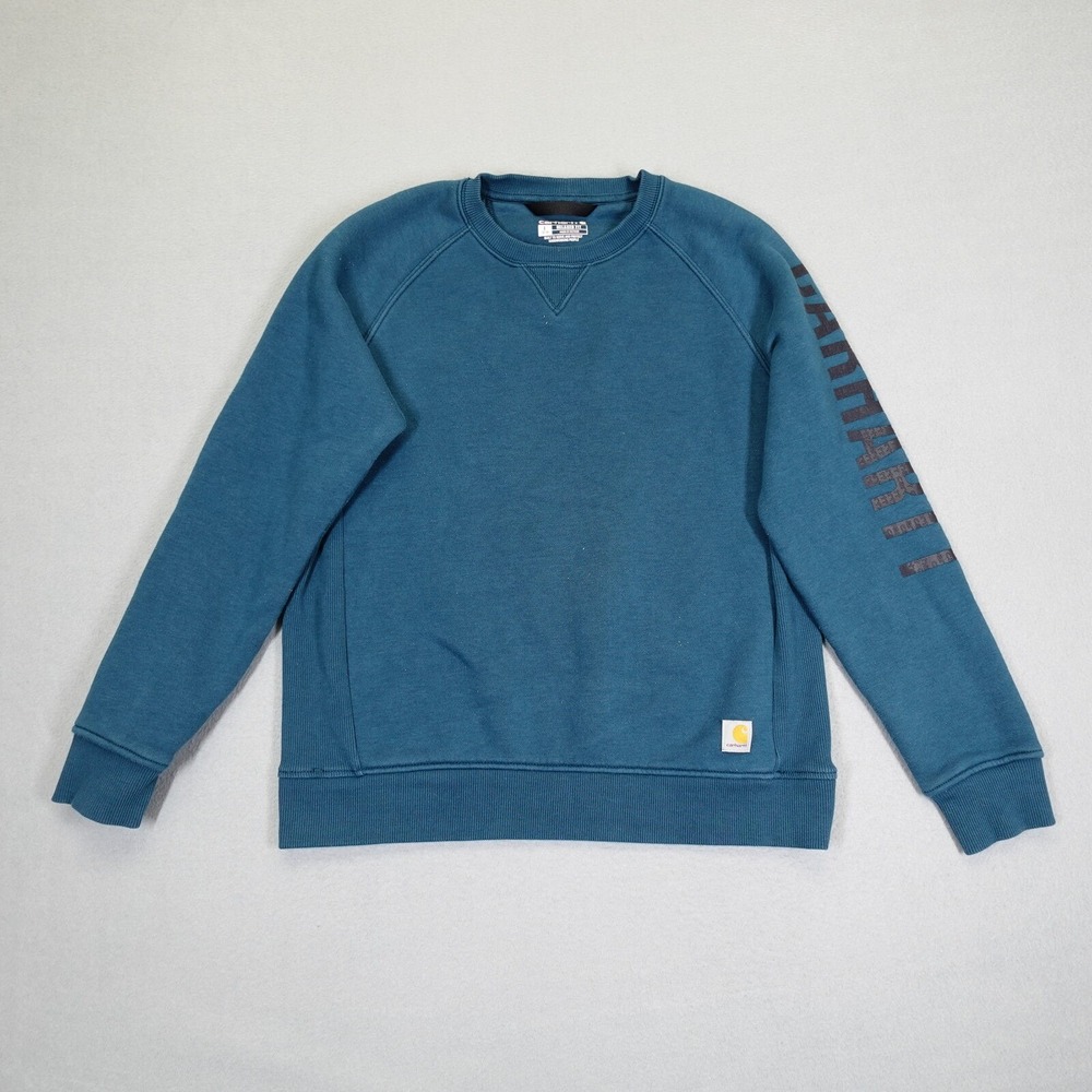 Carhartt Sweatshirt Women Large Blue TS4410-W Relaxed Fit Graphic Pullover